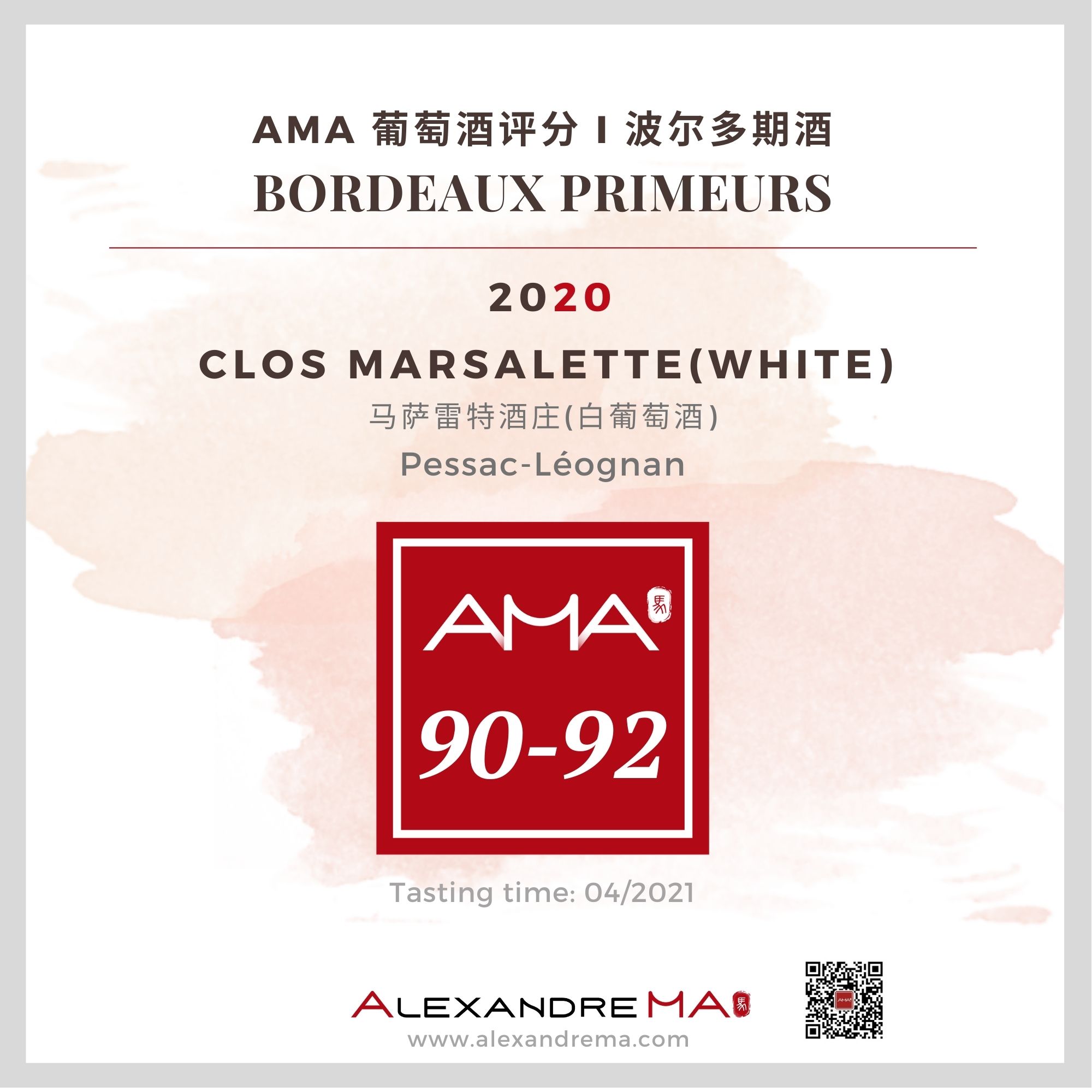 Clos Marsalette – White – 2020 - Alexandre MA