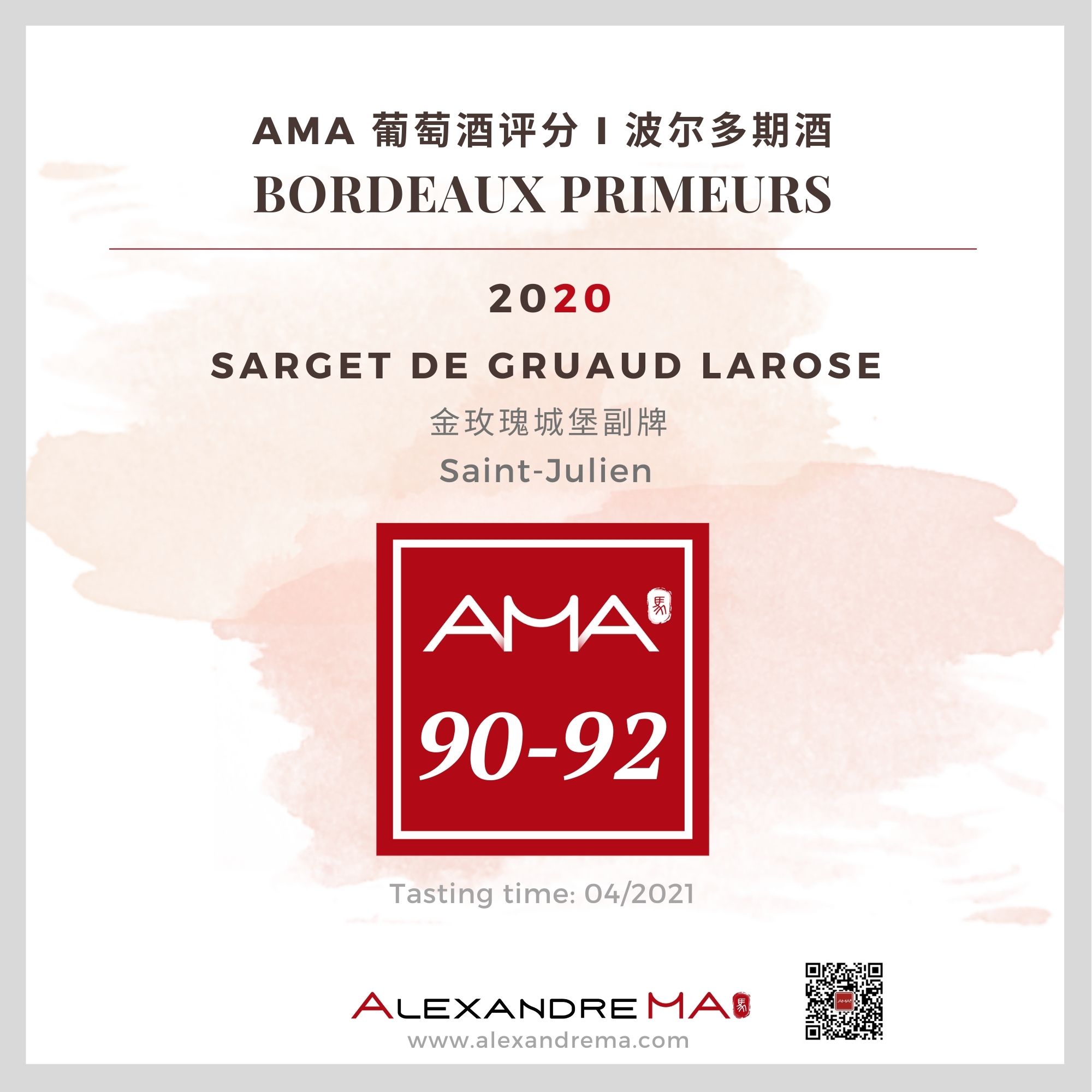 Château Gruaud Larose – Sarget de Gruaud Larose – Red – 2020 - Alexandre MA